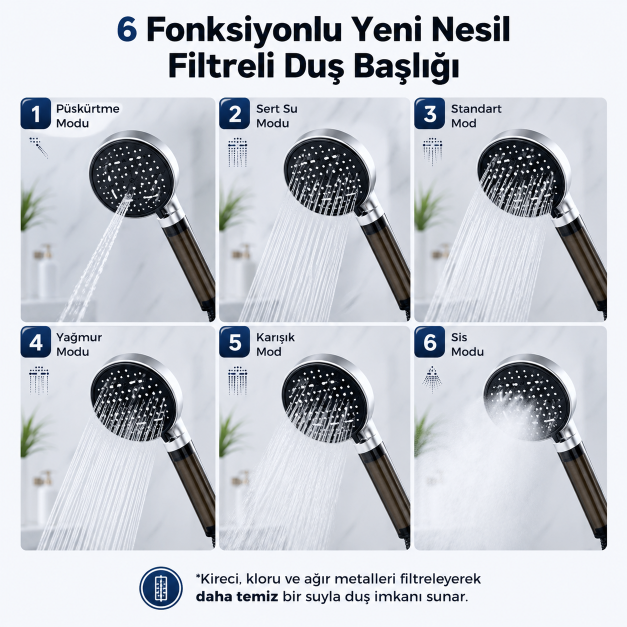 6 Fonksiyonlu Duş Başlığı